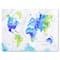 Designart - World Map In Green and Blue - Modern Canvas Wall Art Print